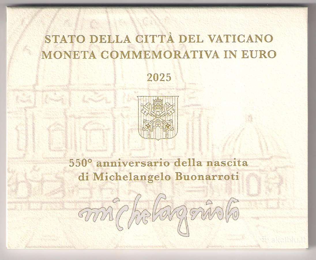 2 euro moneta Vatikanas 2025 Michelangelo