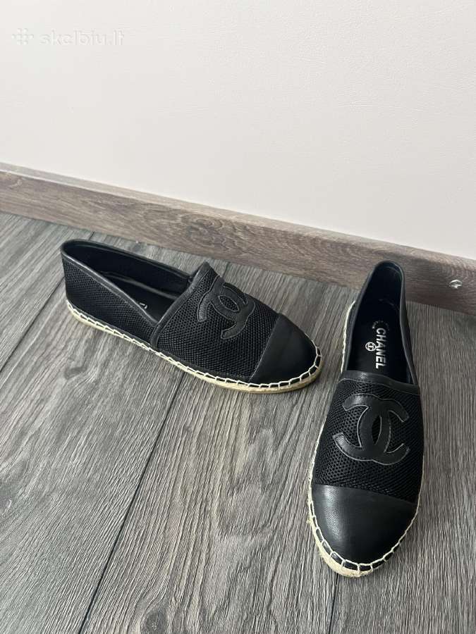 Firminiai juodichanel bateliai espadrilės moterims