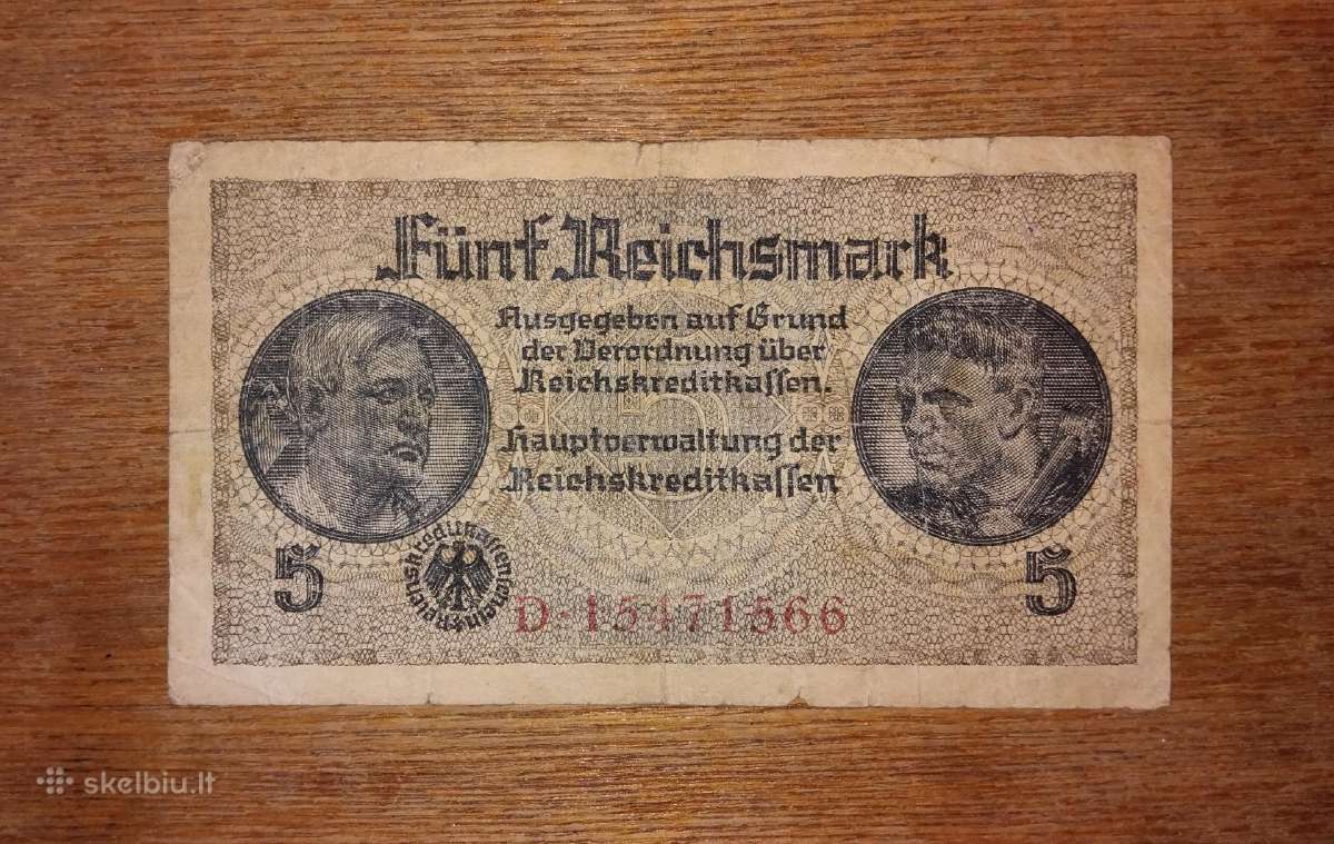 Vokietijos 5 reichsmark banknotas