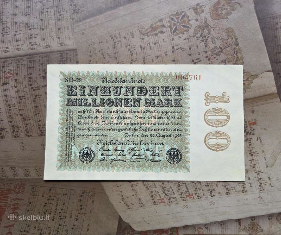 100 milijonų mark 1923 Veimaro respublika - unc
