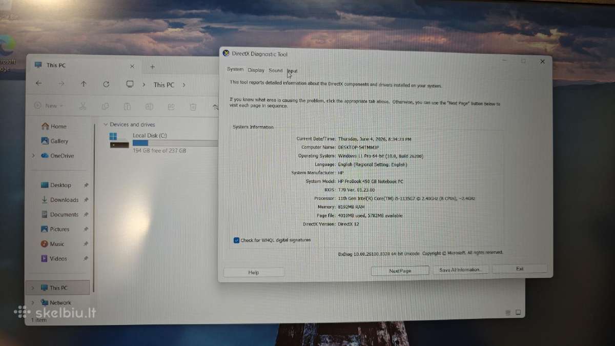 Hp Probook 450 G8 i5-1135g7/8gb/250gb SSD - nuotraukos Nr. 5