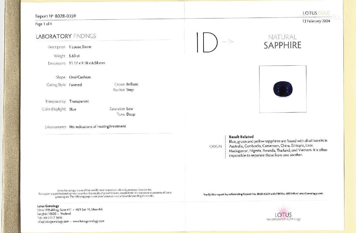 Naturalus, nekaitintas safyras (5,63 ct) - nuotraukos Nr. 7