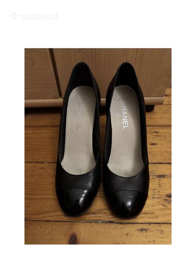 Chanel Black Leather Cс Wedge Pumps, 39 - nuotraukos Nr. 2