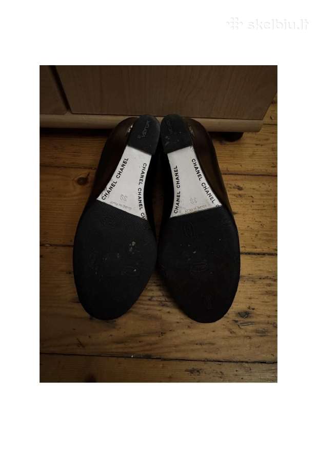Chanel Black Leather Cс Wedge Pumps, 39 - nuotraukos Nr. 5