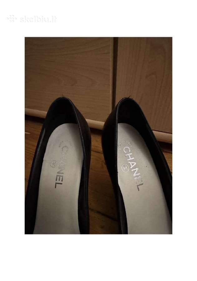 Chanel Black Leather Cс Wedge Pumps, 39 - nuotraukos Nr. 9