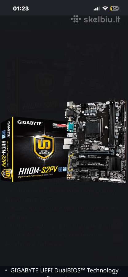 Sveiki perduodu Gigabyte technology h110m-2spv