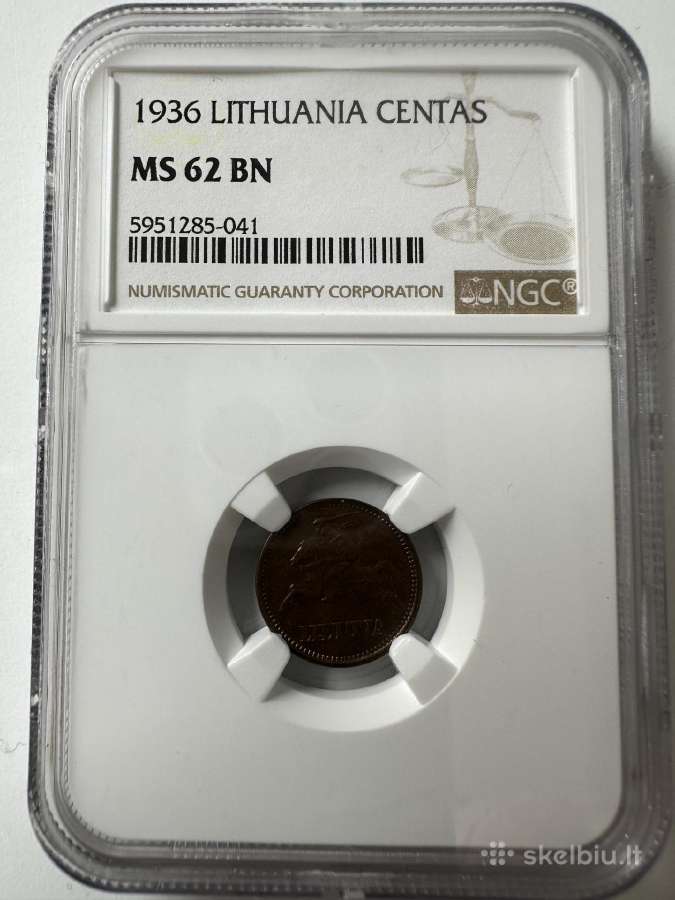 1 centas 1936 Ms62 - nuotraukos Nr. 2