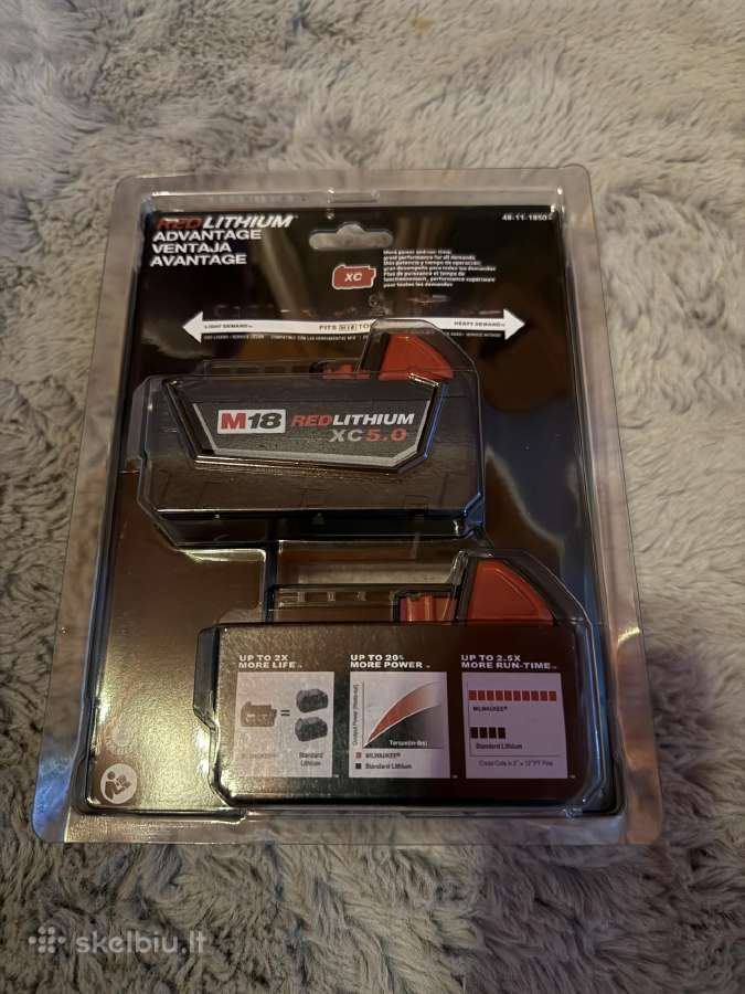 Milwauke Redlithium XC 5ah 18v Baterijos - nuotraukos Nr. 2