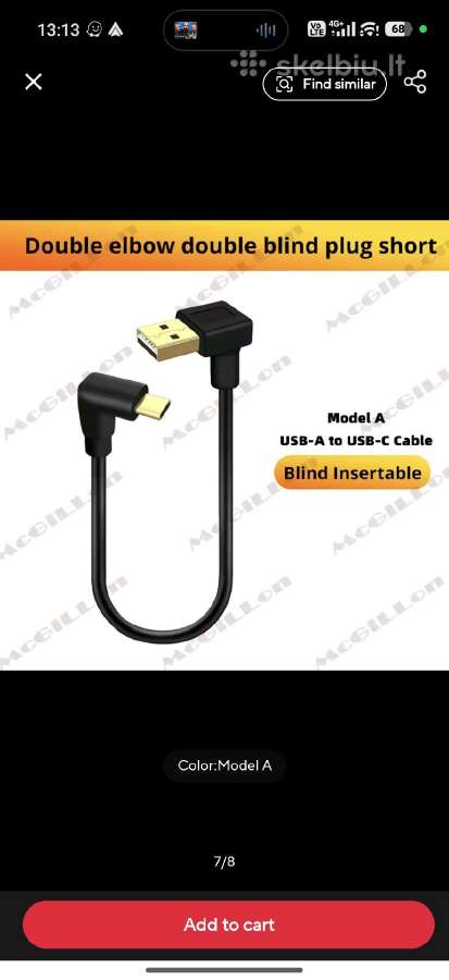 Usb a type c kabelis