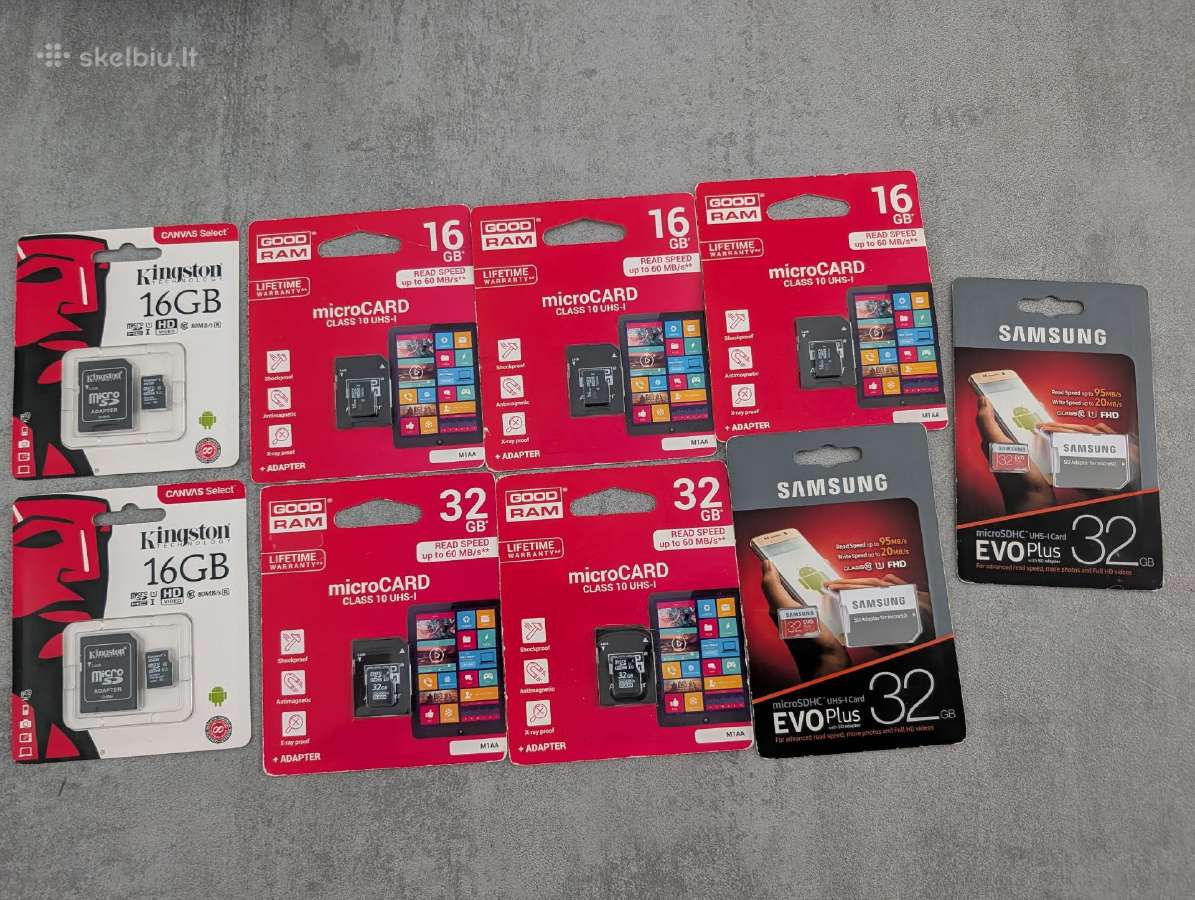Microsd Atminties kortelės 9vnt