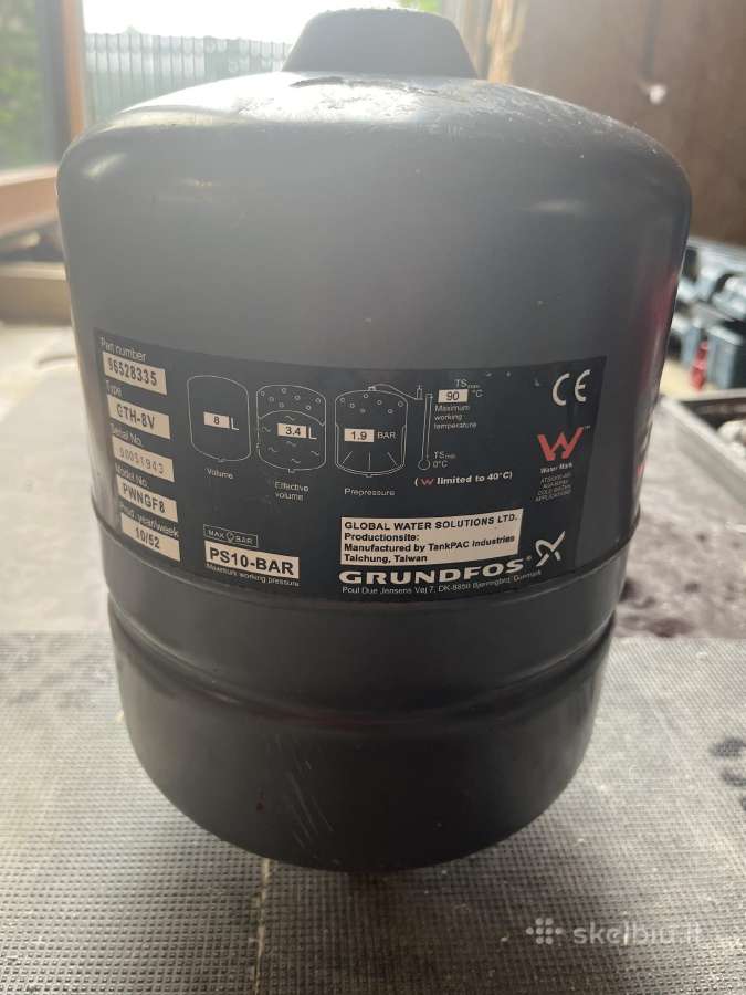 Hidroforas (Slėgio indas) Grundfos GT-h 8v 3/4" (9