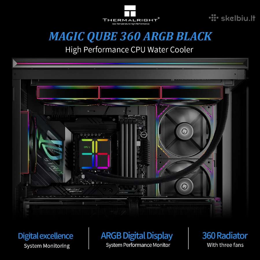 Naujas Thermalright Magic Qube 360 Argb Black - nuotraukos Nr. 2