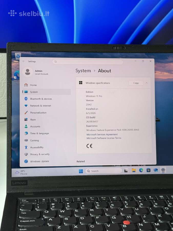 Lenovo Thinkpad X1 Carbon (6 Gen) i7 /16gb/1tb - nuotraukos Nr. 12