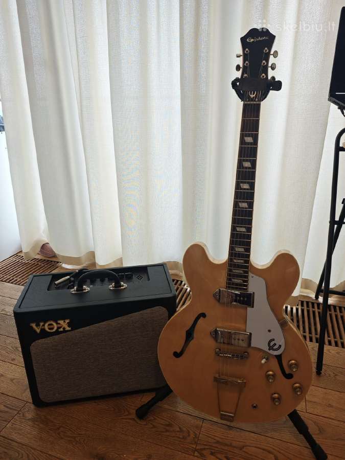 Epiphone Casino Natural su stiprintuvu ir dėklu