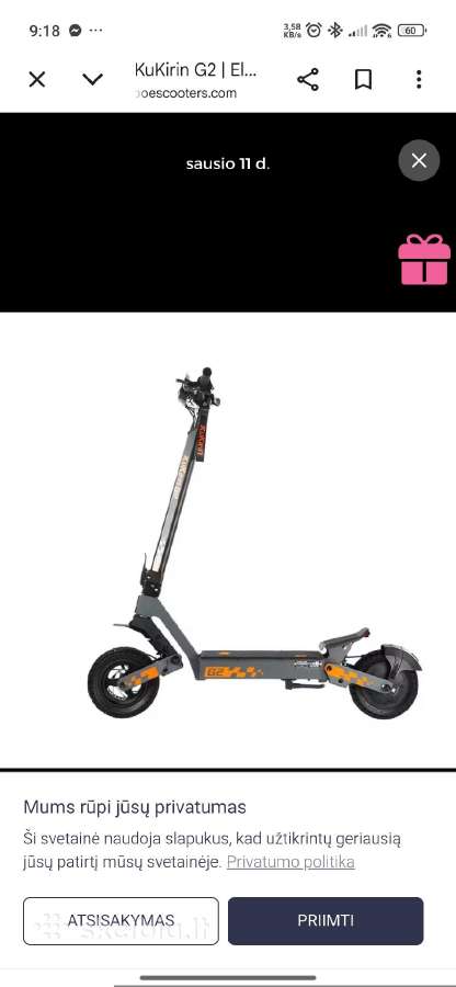 Kukirin g2 elektrinis paspirtukas