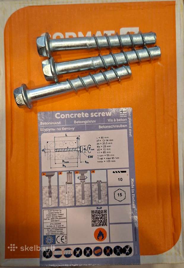 Sormat S-csa+ Hex 10x80/25 betoniniai sraigtai. - nuotraukos Nr. 2
