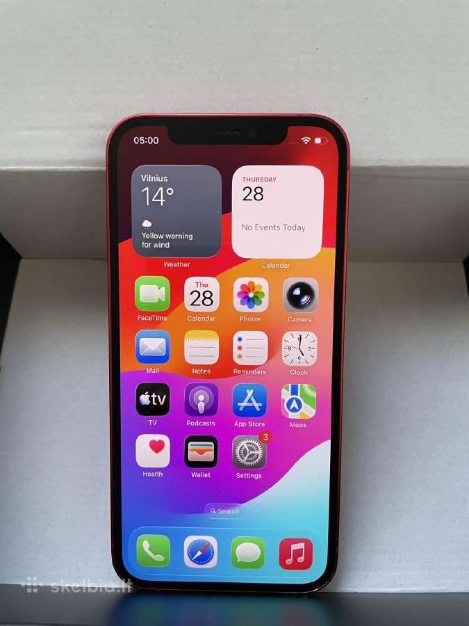 iPhone 12 Red Edition + idekliukas + 2 apsauginiai