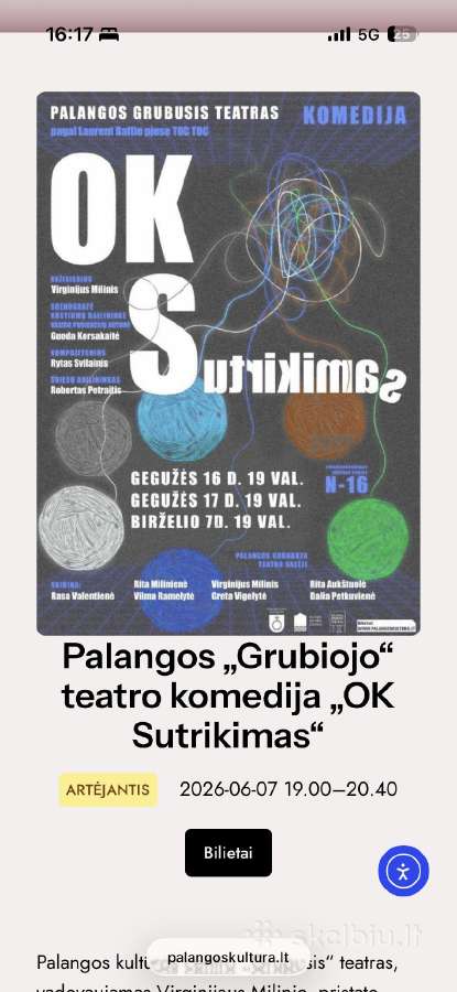 Parduodami 3 bilietai į Ok spektaklį Palangoje