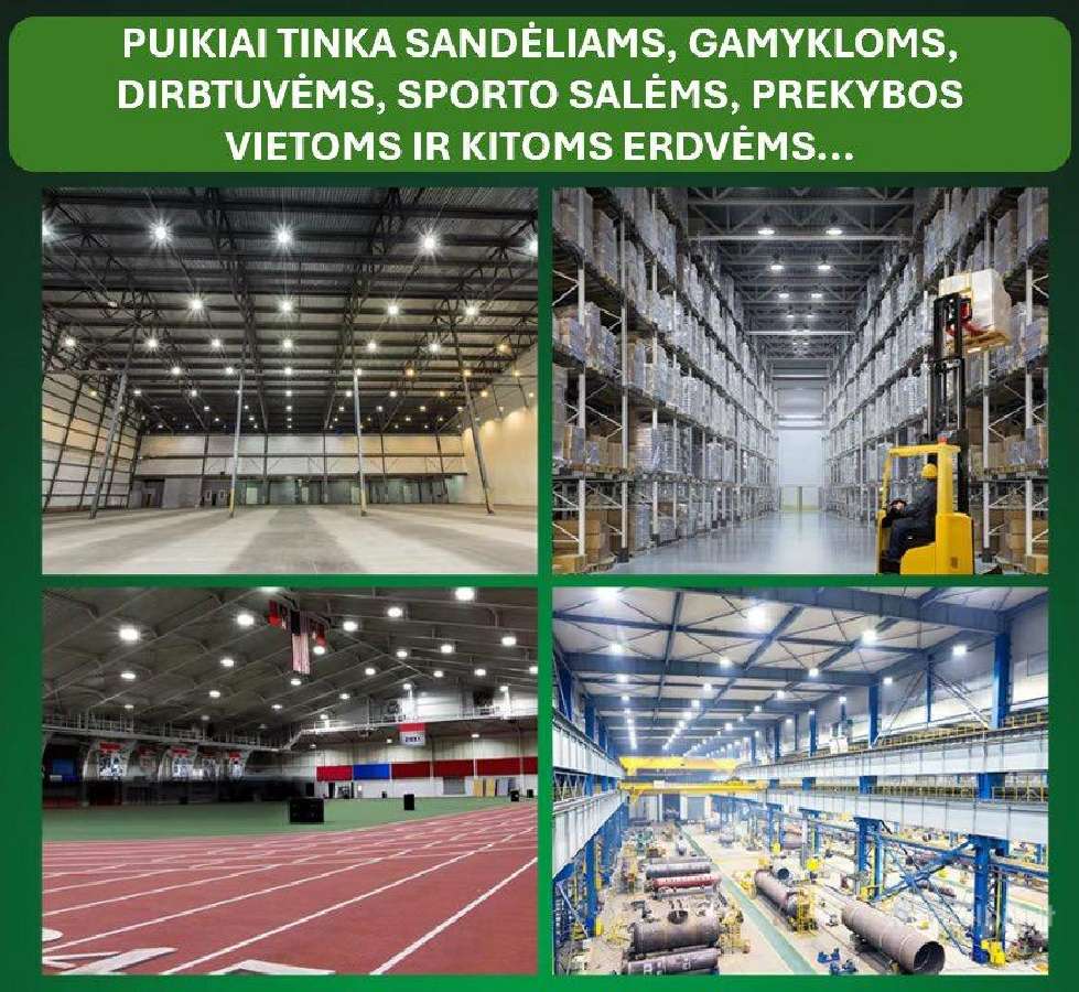 Pramoniniai šviestuvai ūkis sandėlis logistika LED - nuotraukos Nr. 5