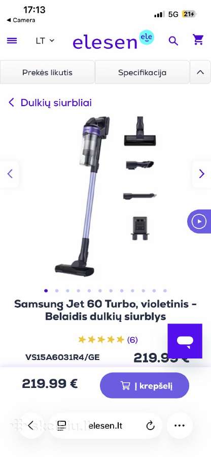 Naujas Samsung Jet60 siurblys
