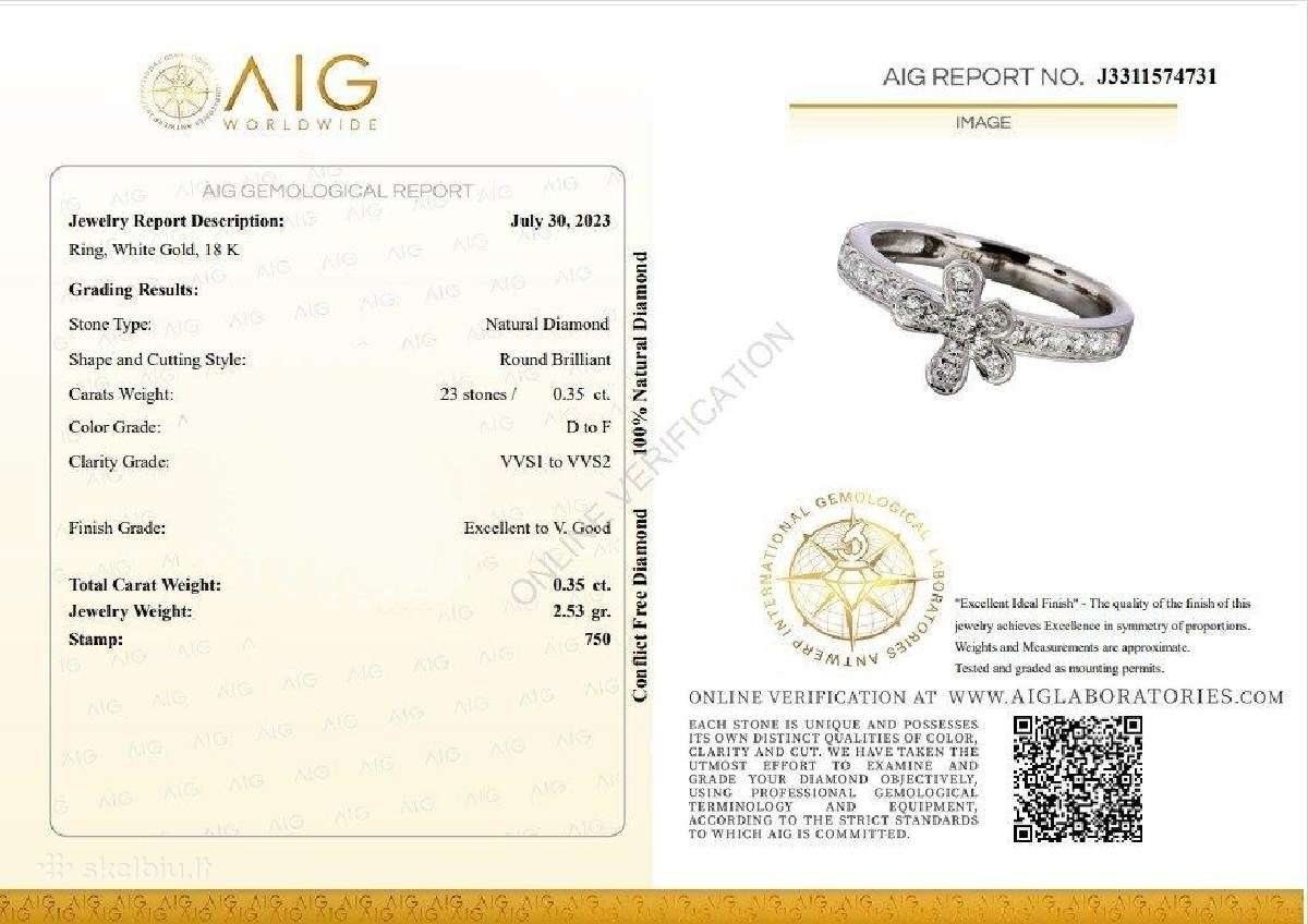 Aukso (750) žiedų tripletas su deimantais (1,48ct) - nuotraukos Nr. 3