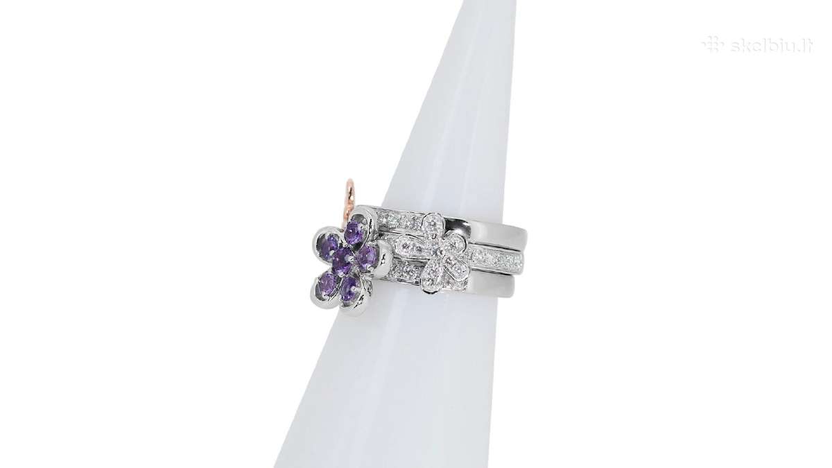 Aukso (750) žiedų tripletas su deimantais (1,48ct) - nuotraukos Nr. 4