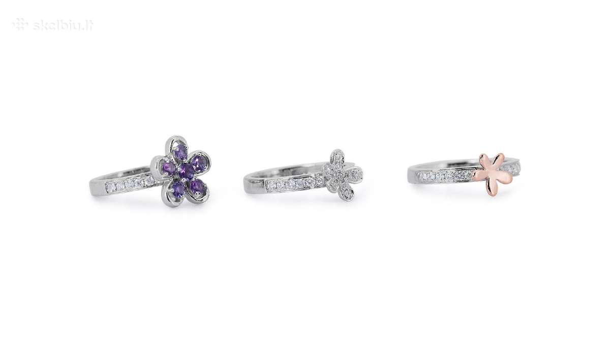 Aukso (750) žiedų tripletas su deimantais (1,48ct) - nuotraukos Nr. 9
