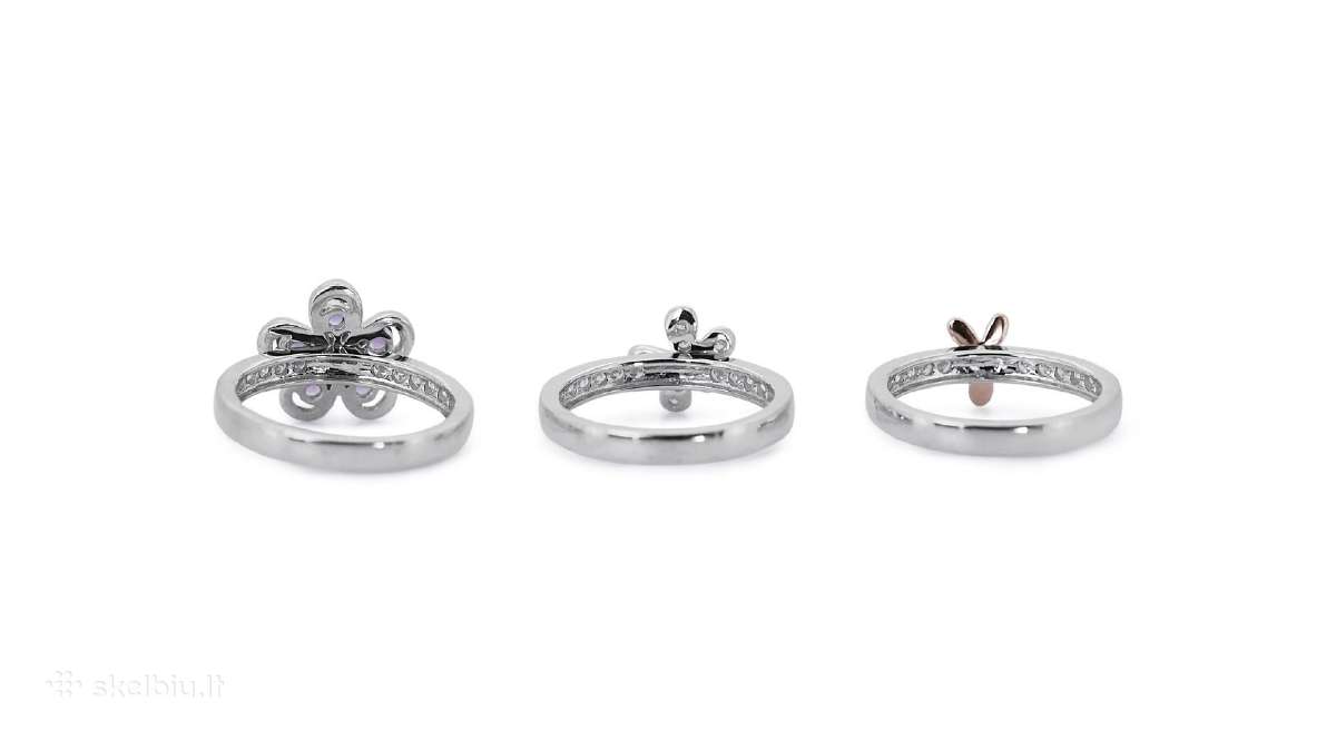 Aukso (750) žiedų tripletas su deimantais (1,48ct) - nuotraukos Nr. 10