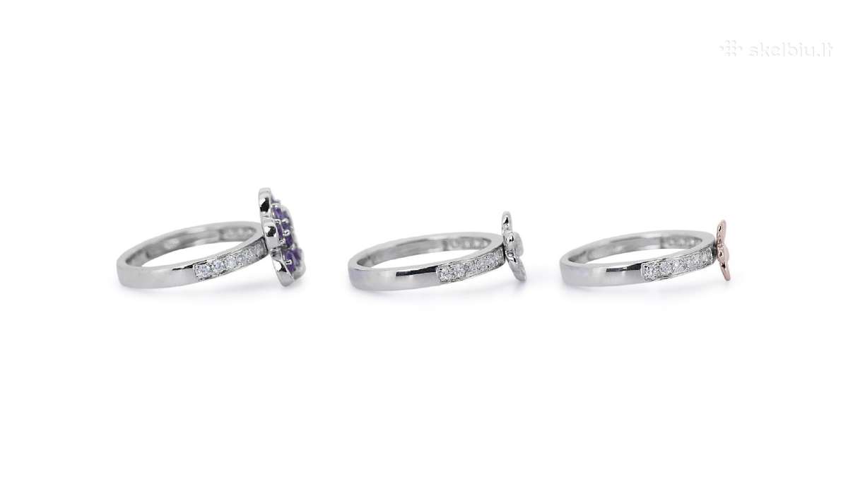 Aukso (750) žiedų tripletas su deimantais (1,48ct) - nuotraukos Nr. 12