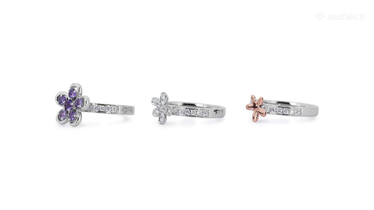 Aukso (750) žiedų tripletas su deimantais (1,48ct) - nuotraukos Nr. 13