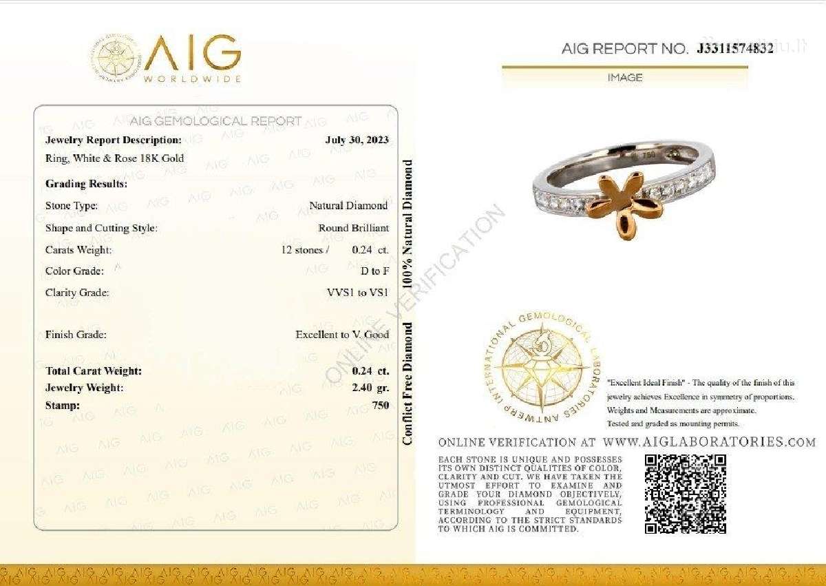 Aukso (750) žiedų tripletas su deimantais (1,48ct) - nuotraukos Nr. 14