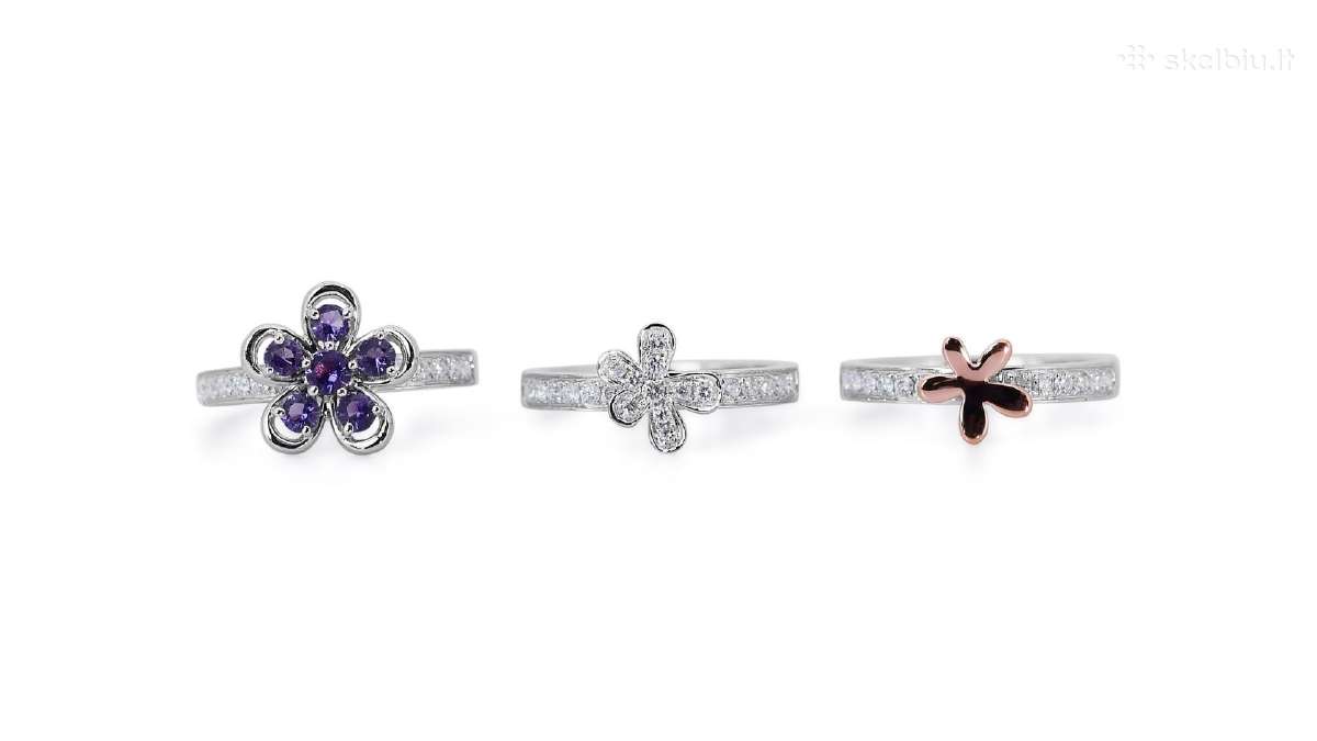 Aukso (750) žiedų tripletas su deimantais (1,48ct) - nuotraukos Nr. 16