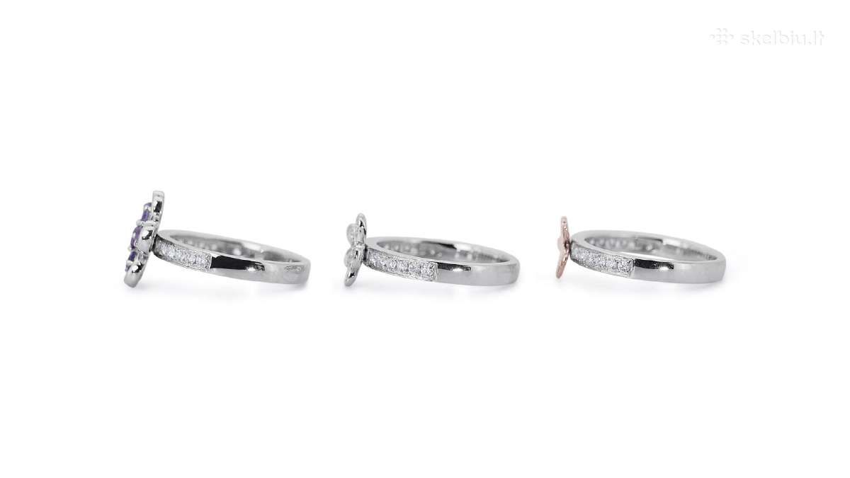 Aukso (750) žiedų tripletas su deimantais (1,48ct) - nuotraukos Nr. 17