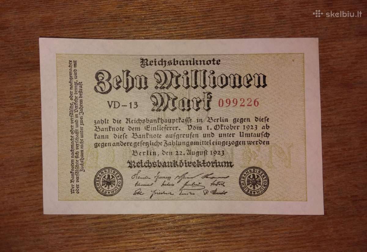 Vokietijos 10 mln markių banknotas