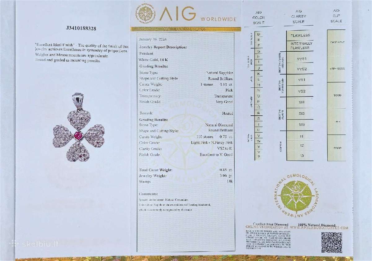 Didelis pakabukas su deimantais ir safyru (0,85ct) - nuotraukos Nr. 3