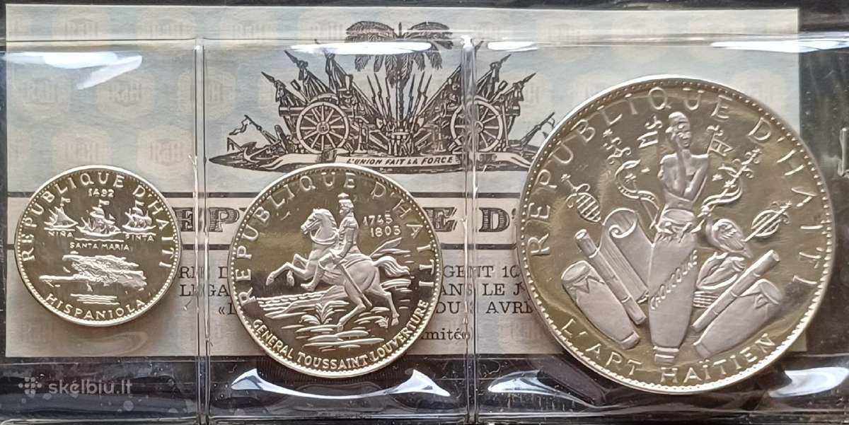 (514) 5,10,25 gurdai 1968m. Haitis 188g. Sidabras - nuotraukos Nr. 2