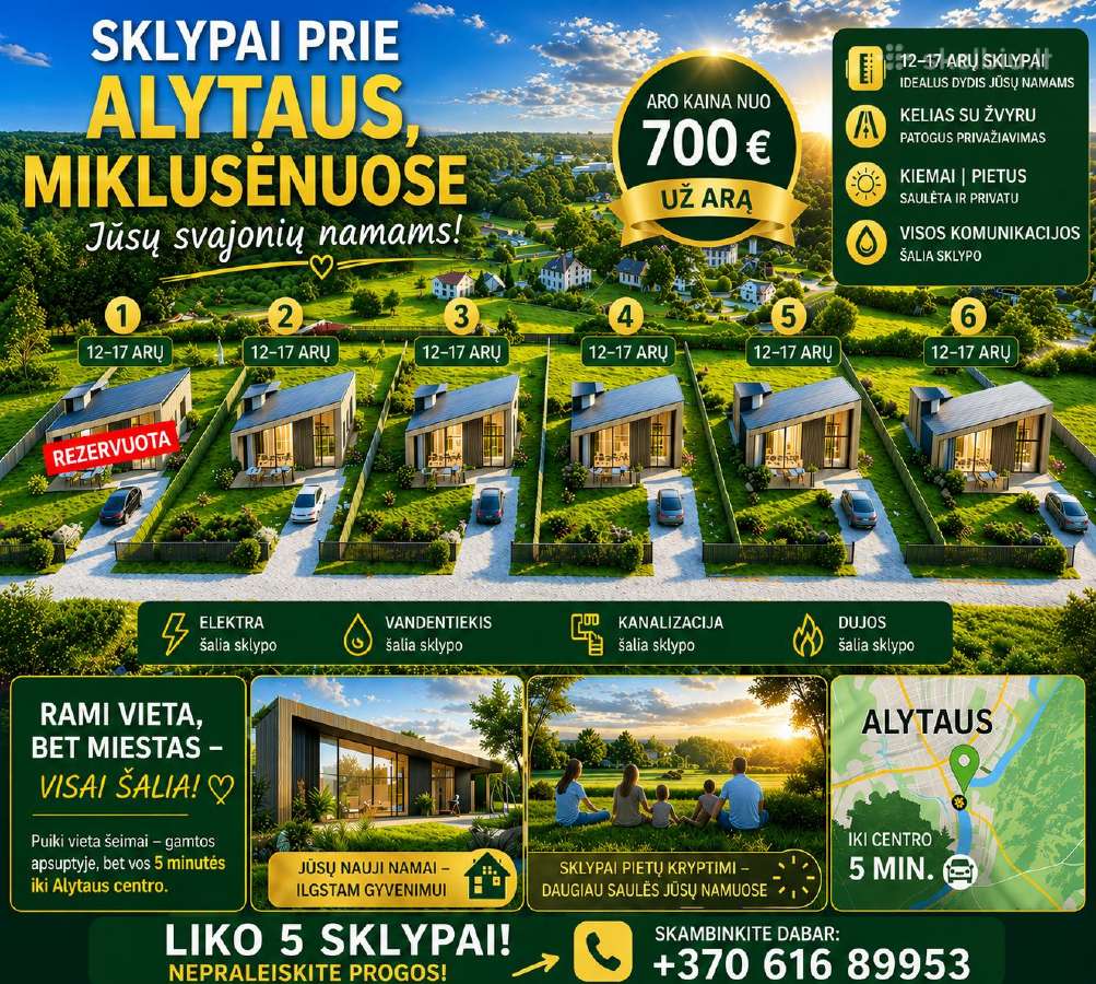 89 arų sklypas šalia Alytaus