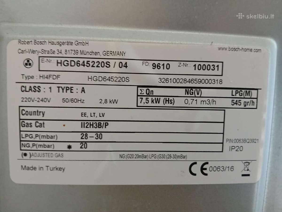 Boch dujinė viryklė su elektrine orkaite - nuotraukos Nr. 9
