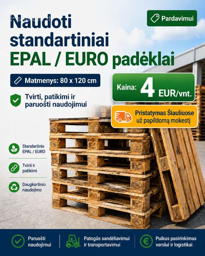 Mediniai padėklai, europaletės. Epal