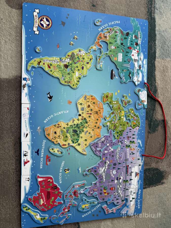 Magnetinis pasaulio žemėlapis vaikams