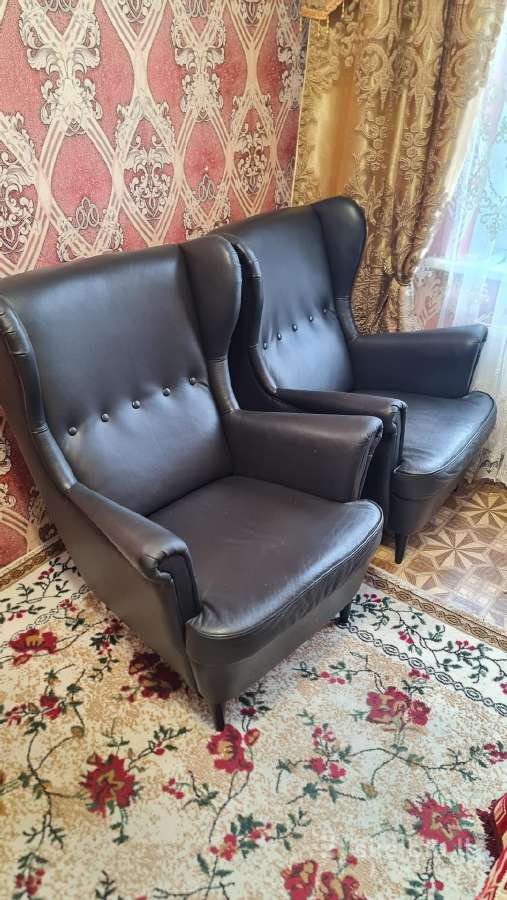 Ikea Strandmon odiniai foteliai (grann/bomstad