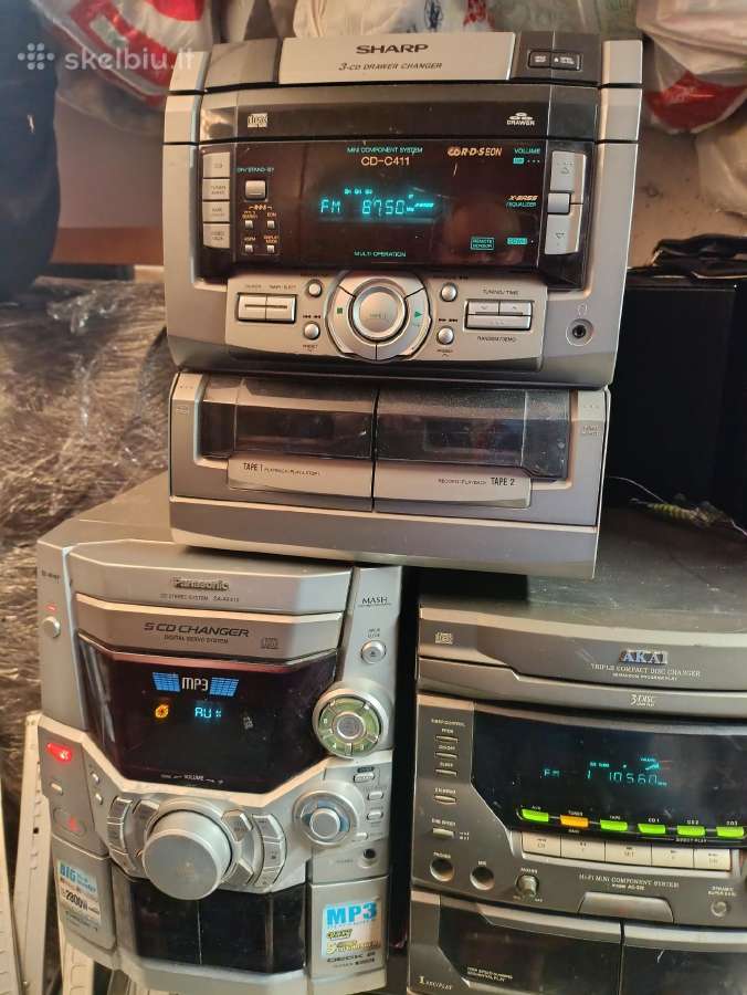 Paņasonic, Sharp, akai, centrai, Fm, aux, mc