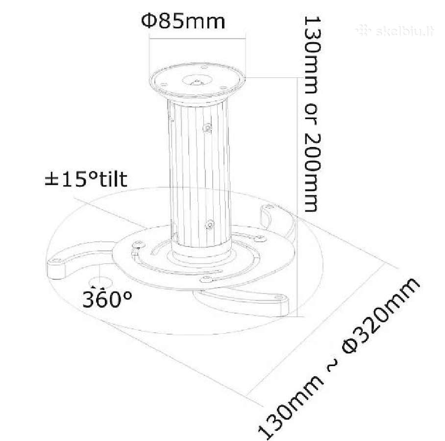 Newstar lubinis projektoriaus laikiklis, 8–15 cm - nuotraukos Nr. 3