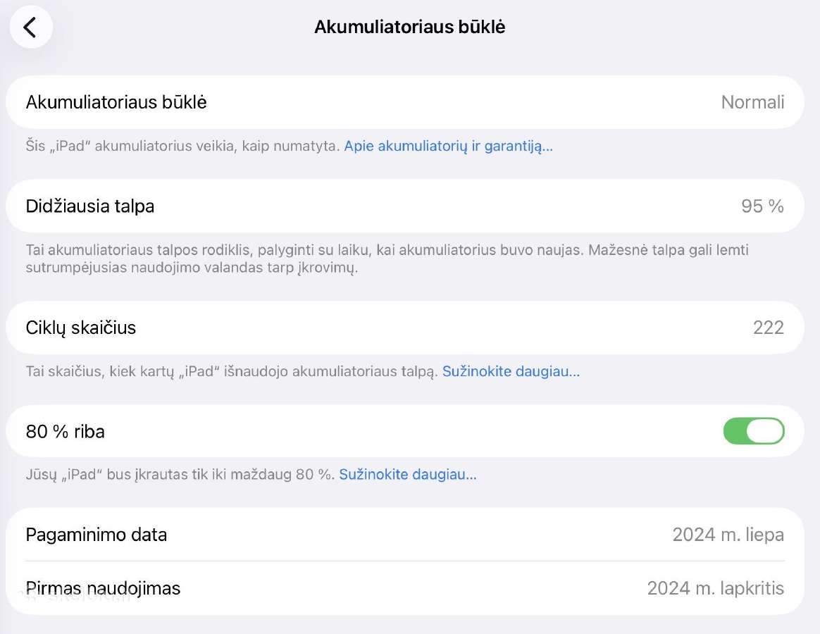 iPad Air 11 M2 2024 WiFi 128gb 95% Baterija - nuotraukos Nr. 4