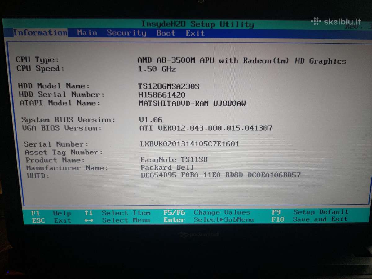 Packard Bell Ts11sb 8gb/amd A8-3500m/128gb SSD - nuotraukos Nr. 2