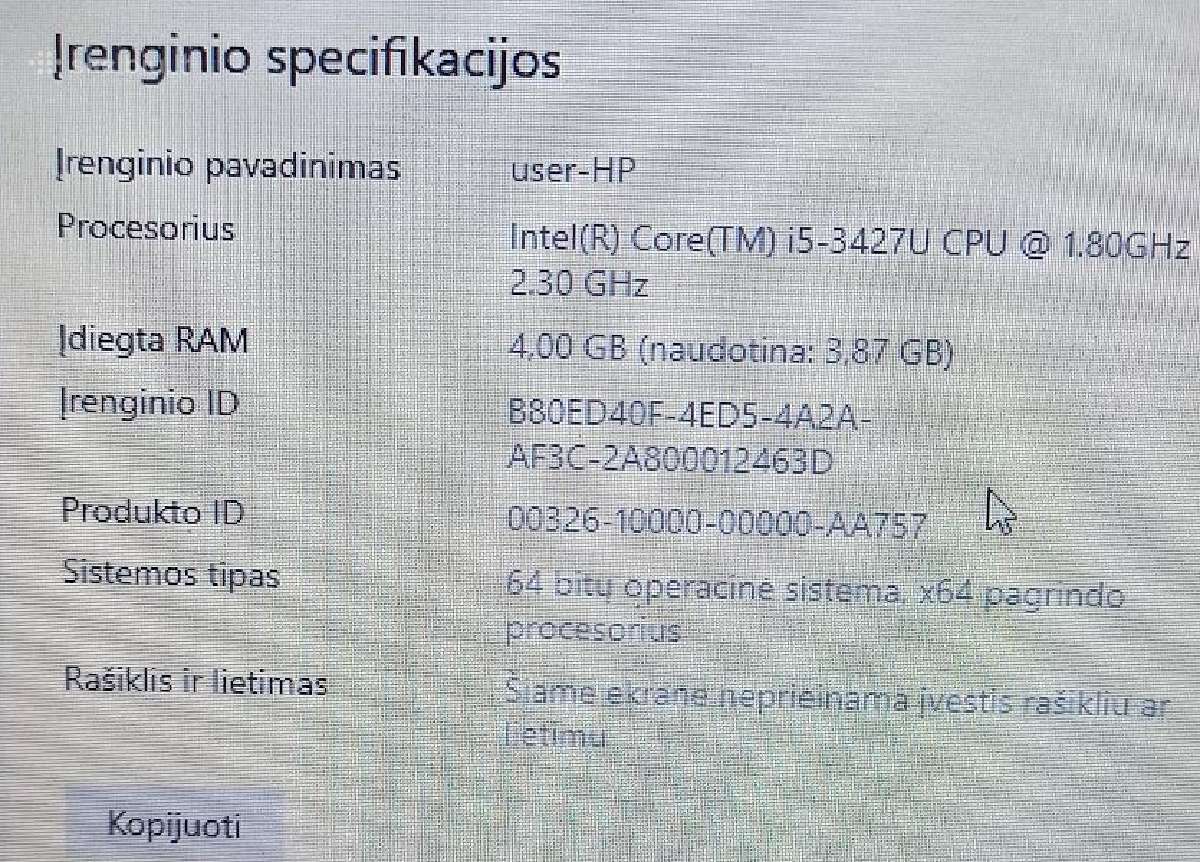 Hp Elitebook Folio 9470m - nuotraukos Nr. 2