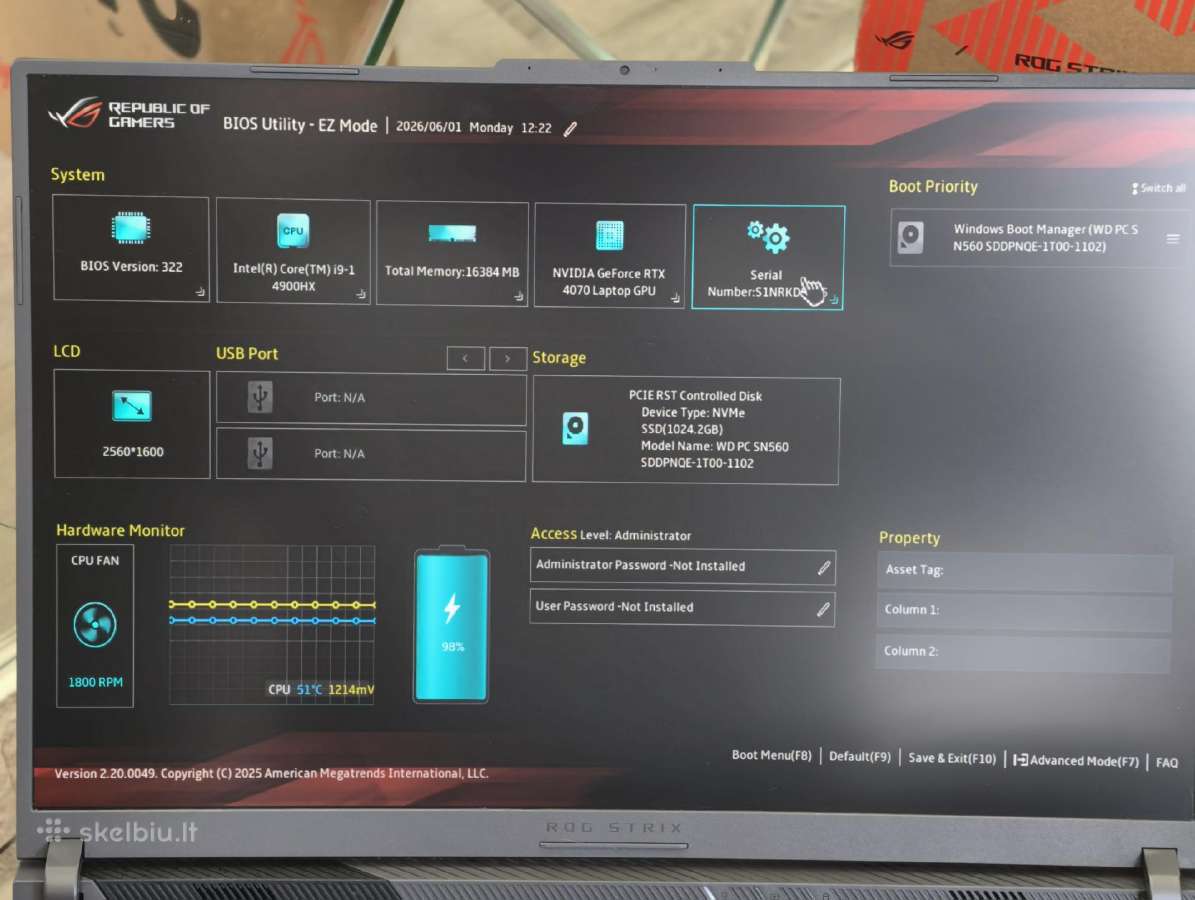 Rog Strix G18 [i9, Rtx 4070, 16 GB, 1 TB] - nuotraukos Nr. 3