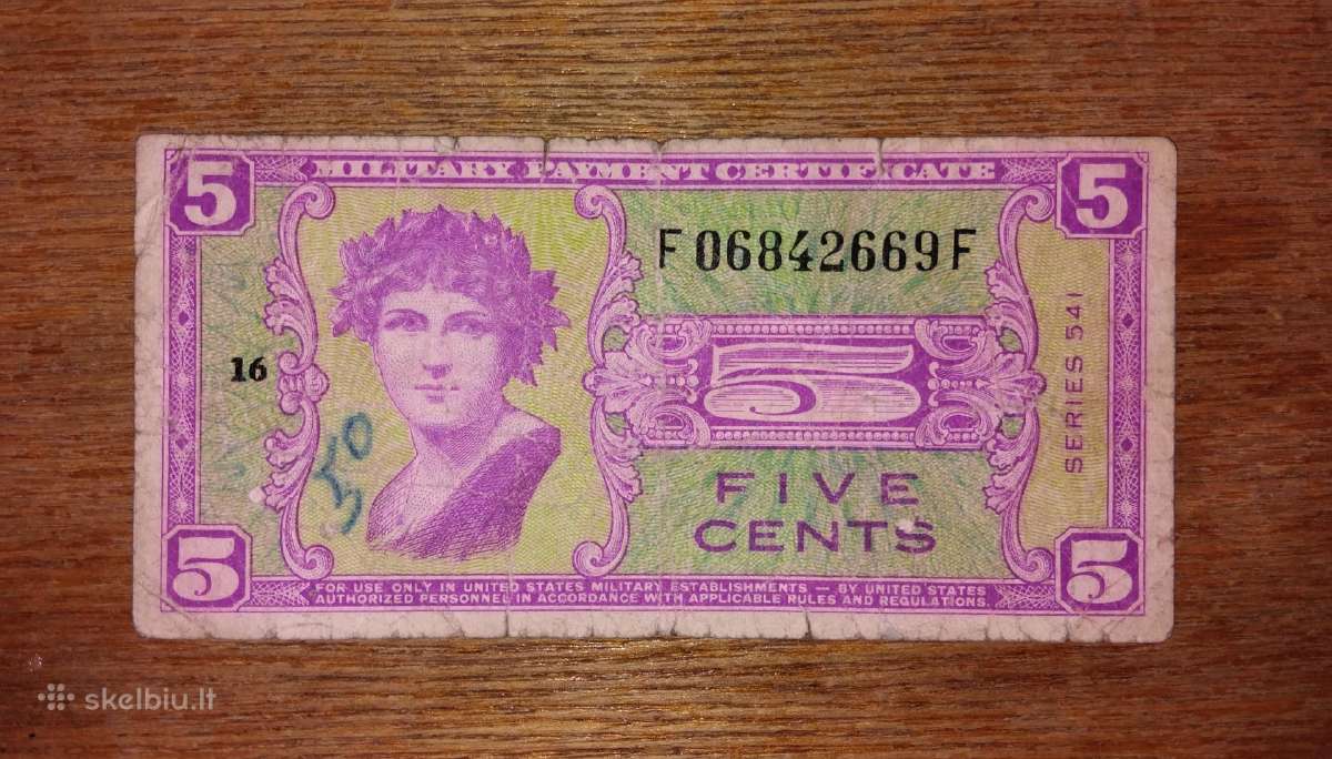 JAV 5 centu banknotas