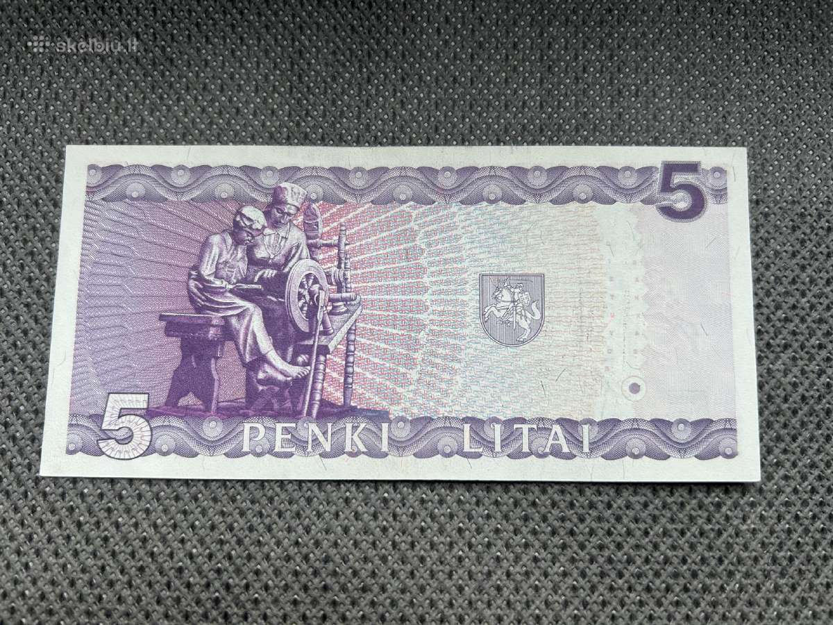 5 Litų banknotas 1993 m. - nuotraukos Nr. 2