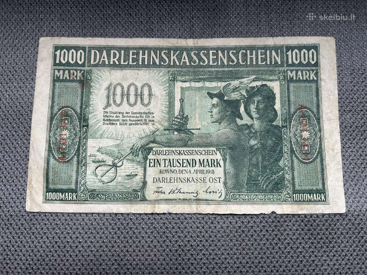 1000 markių Ost banknotas 1918 m.